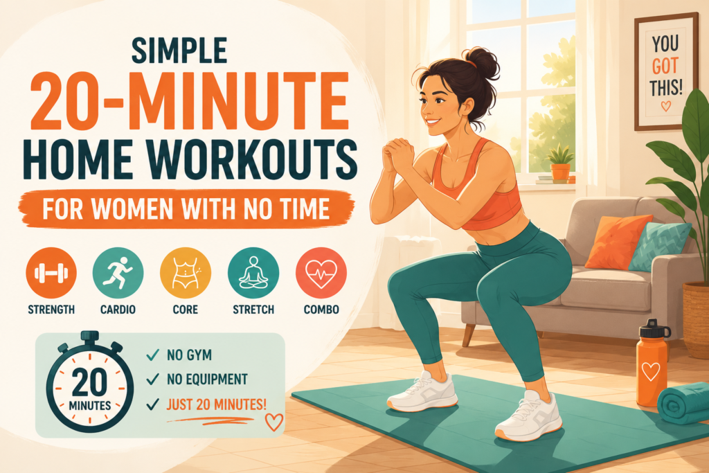 Simple 20-Minute Home Workouts for Women With No Time