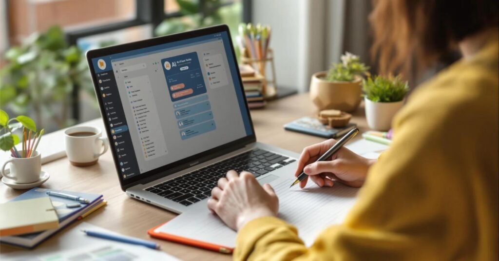 Woman using AI to plan her day.