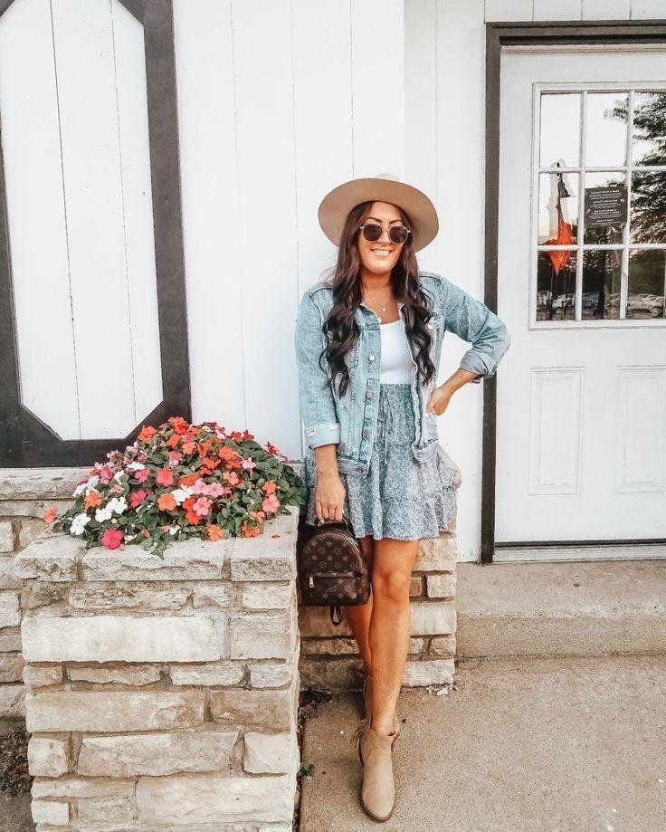 Summer wardrobe pieces styled with lightweight layers for early fall weather