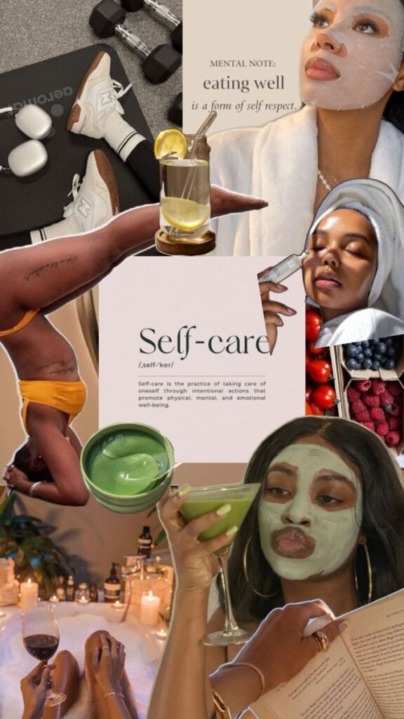 Black woman practicing self-care and wellness