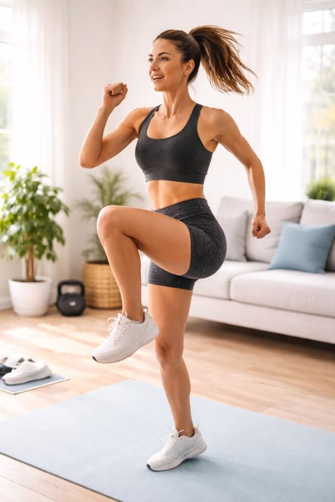 Woman doing a home workout