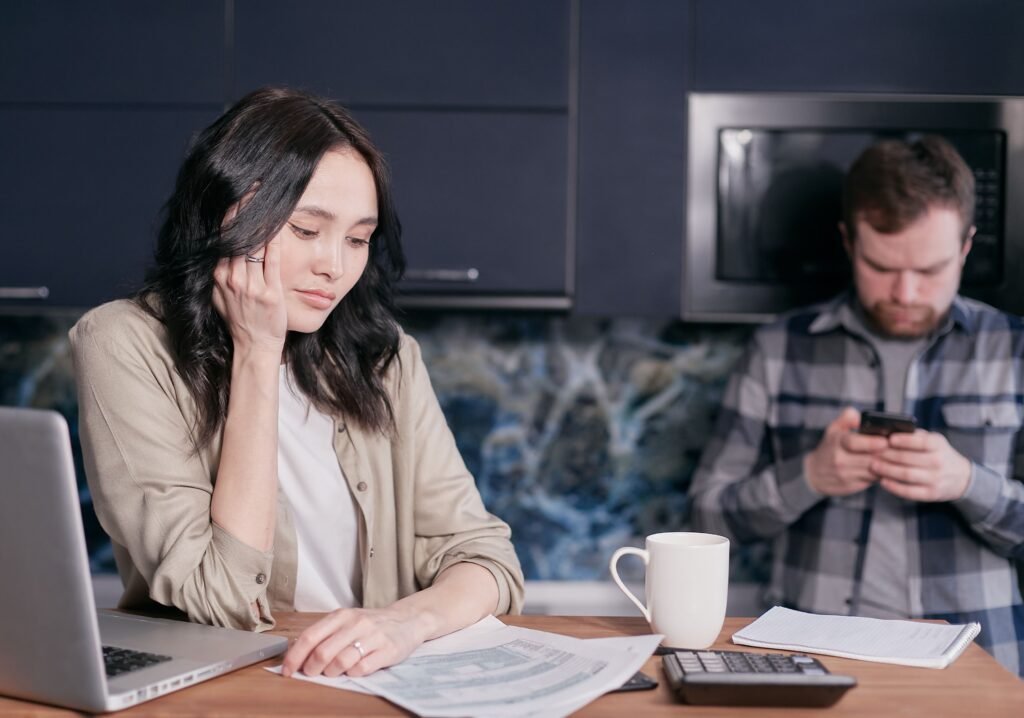 Woman feeling overwhelmed by the mental load and relationship responsibilities